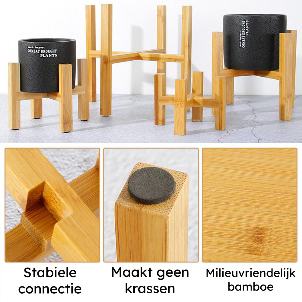Stijlvolle houten plantenstandaard
