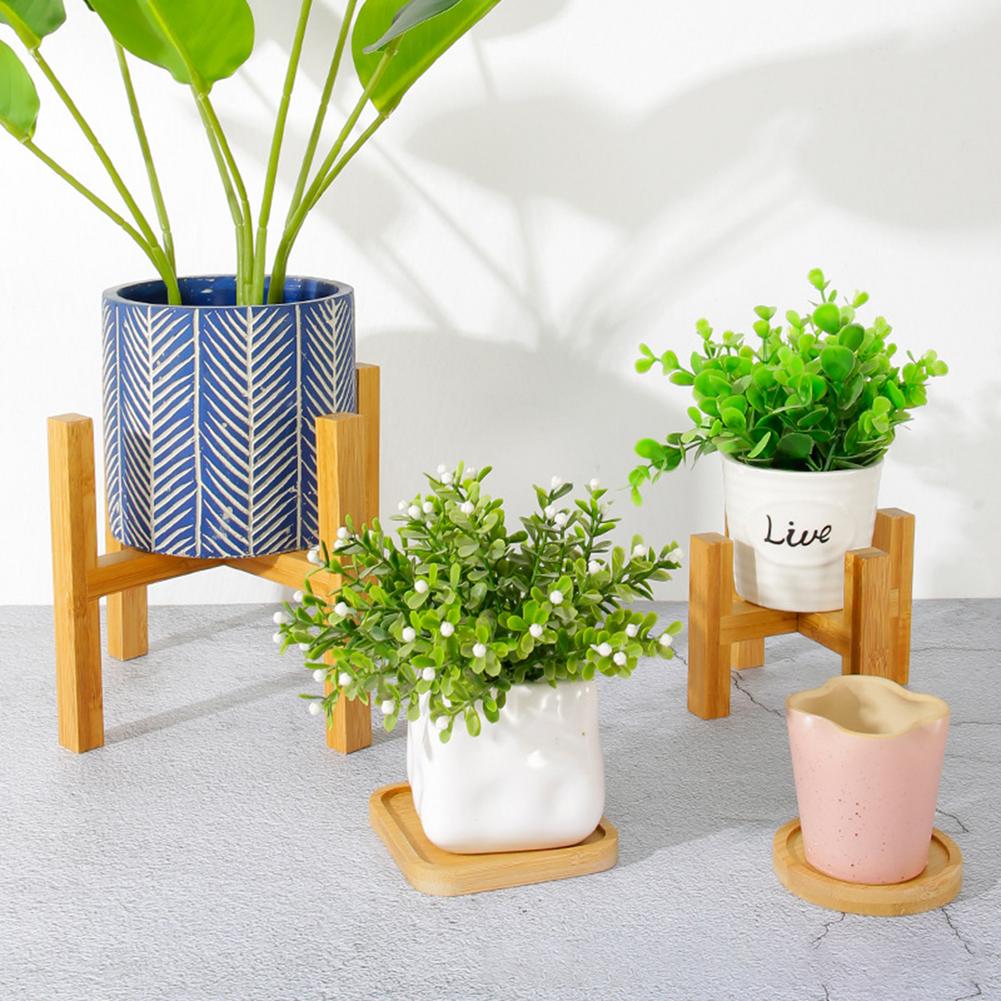 Stijlvolle houten plantenstandaard