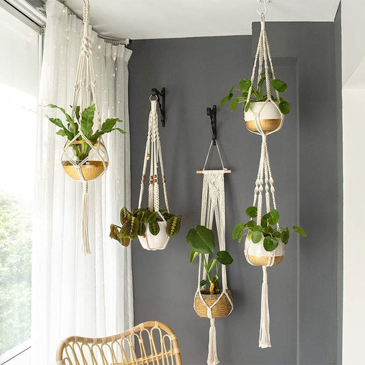 Handgemaakte Macrame plantenhangers | 5 Varianten