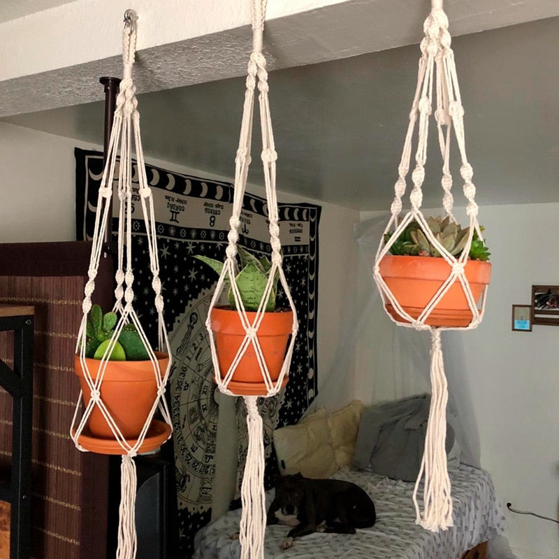 Handgemaakte Macrame plantenhangers | 5 Varianten